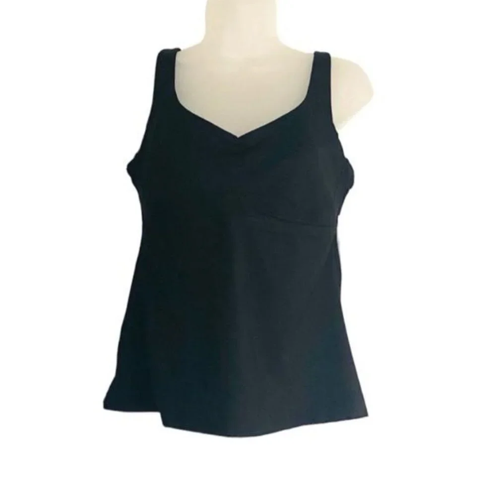 Athleta Bondi Bra Cup Tankini Swim Tank Black UPF 50+ Beach Vacation